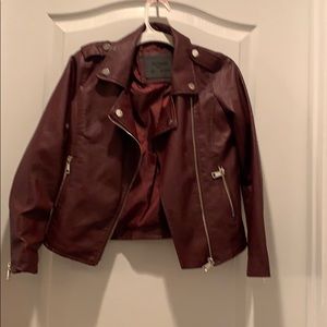 Faux leather motorcycle jacket